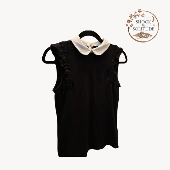 CeCe Tops - CeCe Ruffle Detail White Collar Top